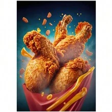 1入炸雞玉米海報，適用於客廳廚房的帆布油畫藝術家居裝飾牆飾畫像，無框