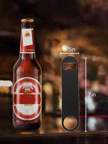2入組7英寸不銹鋼扁型啤酒瓶開瓶器，配有精美包裝，適用於廚房、酒吧或餐廳，黑色，啤酒，罐頭開瓶器 - 黑色 - 查看 2