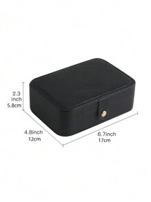CASEGRACE 1PC Rectangle PU Leather Jewelry Box Organizer Small Travel Portable Earring Ring Jewellery Storage Case For Girl Women Wedding Birthday Gift, Gift Back To School