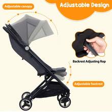 Lightweight Easy Fold Compact Toddler Stroller And Baby Stroller For Travel,Compact One-Hand Fold Travel Stroller For Airplane Friendly, Reclining Seat And Canopy - Black+dark grey - View 9
