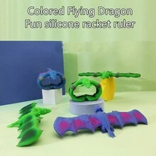 1pc Random Color Dinosaur Slap Bracelet, Fun Silicone Slap Ruler, Colored Dragon Soft TPR Hand Ring Stress Relief Toy - Multicolor - View 2