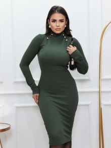 Women Dresses - xanh quân đội - Xem 6