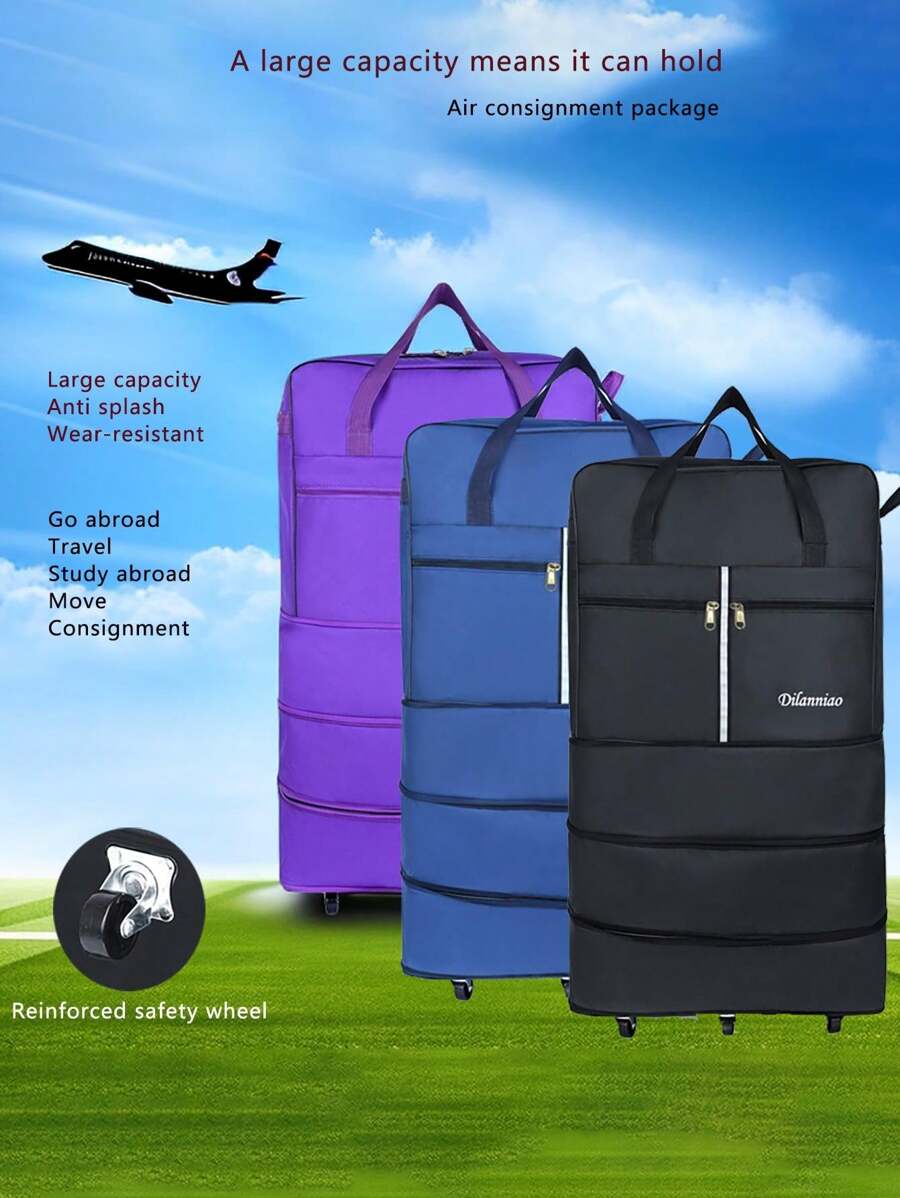 Airline Checked Luggage High Capacity Travel Duffel Bag With Spinner Wheels, Foldable And
