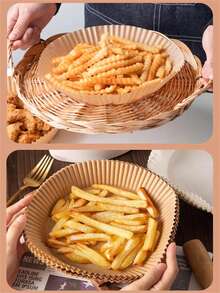 25入組空氣炸鍋墊，吸油紙，非粘性矽質油紙，適用於家庭環形錫箔烤盤和燒烤，節日，派對 - 本色 - 查看 3