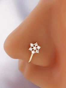 Victime 1入流行時尚變幻著銅合金假穿鼻環，搭配多元素立體氧化鋯石吊墜，適用於女性、女孩，適宜約會、派對、度假、假期、會議和日常穿著。 - 金黃色 - 查看 14