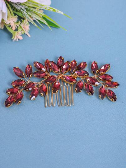1pc Elegant Crystal Hair Comb For Women, Rhinestone Bridal Headpiece, Romantic Wedding Party Princess Hairwear Accessory Valentine's Day Accessories
