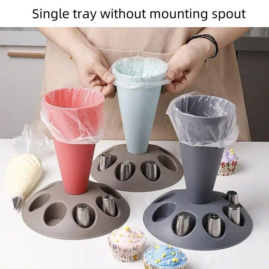 1pc Cake Decorating Bag Stand Set With Detachable Nozzle And Bag Holder, Storage Case For Baking Tools, Kitchen Accessories - Blue - View 1