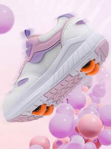 Buty na rolki Quad dla dziewczynek, buty sportowe z czterema kołami, które można przekształcić z odpinanymi kółkami, edycja studencka dla chłopców, nowy styl - Fioletowy - Zobacz 8