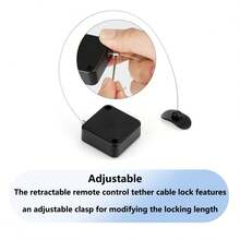 1Pc, 78.7 Inches/200 Cm Retractable Remote Control Cable - Tether Lock With Adjustable Locking Leash Length Clasp, Remote Control Security Lanyard Lock For TV Remote Control, Tablets Showroom, Gaming Controller - Black - 1 Pc - View 4