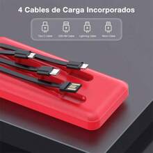 Power Bank 1hora 10000mah Carga Rápida Bateria Portátil Con 4 Cables Micro Usb / V8 Ip Tipo C Gar 148 - Multicolor - Ver 7