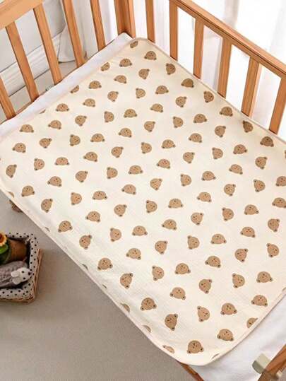 1 buc. Tampă de urină impermeabilă în 3 straturi, imprimată cu ursuleț, covoraș absorbant pentru nou-născut, reutilizabil și lavabil, în toate anotimpurile