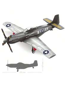 Large Aircraft Building Blocks, SR-71 Blackbird Reconnaissance Aircraft / WZ10 Helicopter Gunship / F-15 Hawk Fighter / P51 Mustang Fighter, Home Office Decoration, Collectible Building Block Toys,For Birthday Gifts,Christmas Toys