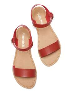 Women's Cute Open Toes One Band Ankle Strap Flexible Summer Flat Sandals - 紅色 - 查看 6