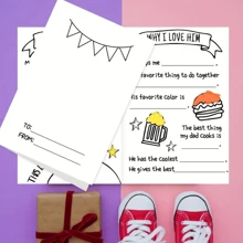 1 pieza Tarjeta del Día del Padre, para completar con información, sobre todo de papá, página de actividades de Craft Boogie