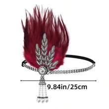 1 phụ kiện tóc lông vũ cổ điển từ thế kỷ 20, bóng trang điểm dự tiệc đơn và mũ đội đầu lễ hội với chủ đề Gatsby tuyệt vời, phụ kiện cưới cho cô dâu - Nhiều màu - Xem 2