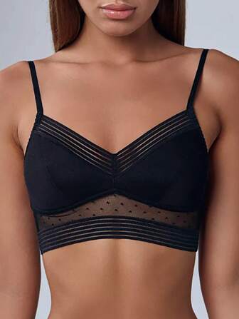 Women's Lace Wireless Bra, Sexy Backless U-Shape Brassiere With Deep V-Neckline, Lingerie
