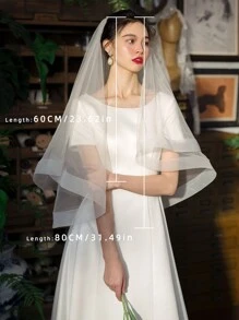 Bride Wedding Hair Accessories Bachelorette Party Carnival Headwear White Simple Border Medium Long Double Veil Photo Props Fall Clothes For Women