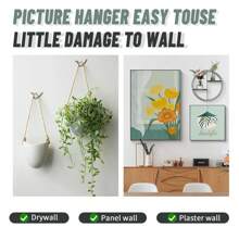 10 Pcs Wall Hooks Hanging Drywall Picture Hanging Hooks Picture Hanger Hooks Super Hooks For Hanging Pictures, Photos, Frames, Planters, Art, Clock - Multicolor - View 5