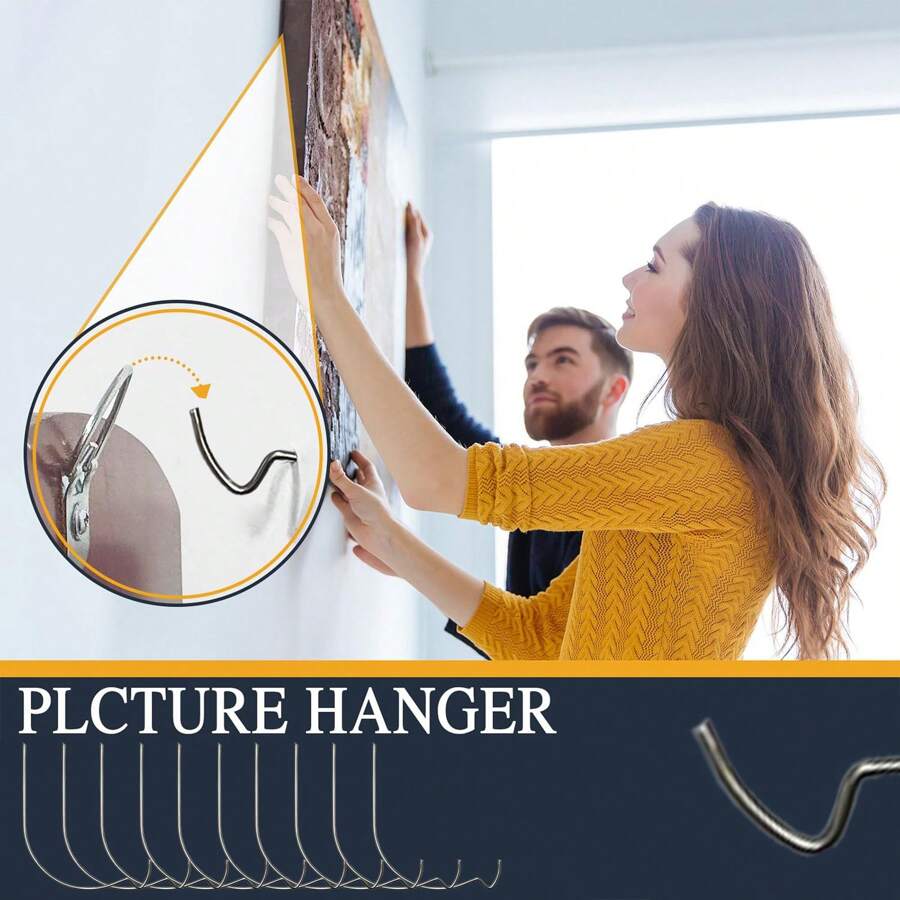 10 Pcs Wall Hooks Hanging Drywall Picture Hanging Hooks Picture Hanger Hooks Super Hooks For Hanging Pictures, Photos, Frames, Planters, Art, Clock - Multicolor - View 1