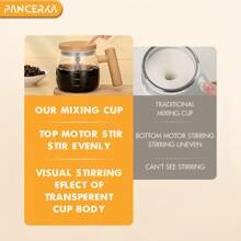PANCERKA 1pc 400ml Electric Self-Stirring Mug For Coffee, Milk, And Protein Powder - High Borosilicate Glass Mixing Cup For Home, Office, And Travel