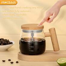 PANCERKA 1pc 400ml Electric Self-Stirring Mug For Coffee, Milk, And Protein Powder - High Borosilicate Glass Mixing Cup For Home, Office, And Travel