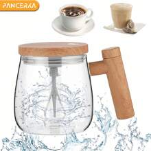 PANCERKA 1pc 400ml Electric Self-Stirring Mug For Coffee, Milk, And Protein Powder - High Borosilicate Glass Mixing Cup For Home, Office, And Travel