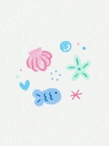 1入組臨時紋身貼紙，可愛多彩跳躍的弓帶，魚和櫻桃設計，防水防汗，一次性使用