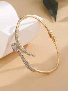 1pc Snake-Shaped Crystal Bangle Bracelet - Serpentine Design With Sparkling Crystals - Chic Accessory For Elegant Outfits