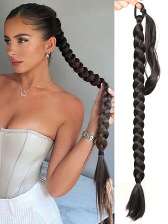 Ponytail Extensions Synthetic Boxing Braids Ponytail Hair Rope For Women High Temperature Fiber Black Brown Ponytail