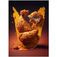 1入炸雞玉米海報，適用於客廳廚房的帆布油畫藝術家居裝飾牆飾畫像，無框