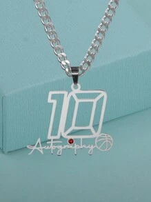 1 cái có thể tùy chỉnh Số cá nhân Bóng rổ/Bóng đá/Bóng bầu dục/Bóng đá Mỹ Viết tay Vòng cổ mặt dây chuyền bảng chữ cái ban đầu, quà tặng cho Ngày lễ tình nhân/Ngày của Cha/Kỷ niệm/Tốt nghiệp/Lễ/Giáng sinh/Lễ kỷ niệm/Quà tặng cao cấp - Bạc - Xem 3