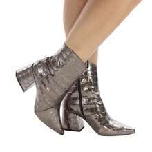 Bota Over Feminina Prata Velho Costuras Country Bico Fino Salto Baixo ER1215