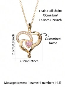 Collar grabado y personalizado con piedra en forma de corazón para cumpleaños con diseño de regalo para el Día del Padre, Día de la Madre, Día de San Valentín y aniversarios de cumpleaños, graduación, Navidad y como regalo de alta gama para amigos, compañeros de clase y familiares