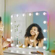 Vanity Mirror With Lights, Makeup Mirror With RGB Color Changing LED Lighted For Bedroom, Tabletop Mirror With 18 Dimmable Bulbs,3 Color Mode, Touch Control. Room Decor Mirror