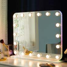 Vanity Mirror With Lights, Makeup Mirror With RGB Color Changing LED Lighted For Bedroom, Tabletop Mirror With 18 Dimmable Bulbs,3 Color Mode, Touch Control. Room Decor Mirror