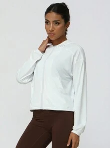 Sodalemon Sommerliche dünne Jacke für Damen, Sport Fitness Outdoor, Reißverschluss Kapuzenjacke mit Taschen und Schnurzug