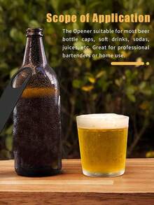 2入組7英寸不銹鋼扁型啤酒瓶開瓶器，配有精美包裝，適用於廚房、酒吧或餐廳，黑色，啤酒，罐頭開瓶器 - 黑色 - 查看 3