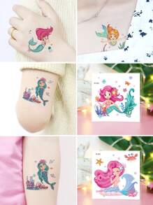 20 Sheets Mermaid Temporary Tattoo Stickers For Girls,Waterproof Cartoon Mermaid Fairy Ocean Tattoo Stickers,Ideal For Slumber & Birthday Party Supplies Decorations, Seaside Beach Mermaid Parties Favors,Goodie Bags Fillers,Creative Ideal Gift For Girls Boys