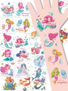 20 Sheets Mermaid Temporary Tattoo Stickers For Girls,Waterproof Cartoon Mermaid Fairy Ocean Tattoo Stickers,Ideal For Slumber & Birthday Party Supplies Decorations, Seaside Beach Mermaid Parties Favors,Goodie Bags Fillers,Creative Ideal Gift For Girls Boys