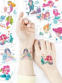 20 Sheets Mermaid Temporary Tattoo Stickers For Girls,Waterproof Cartoon Mermaid Fairy Ocean Tattoo Stickers,Ideal For Slumber & Birthday Party Supplies Decorations, Seaside Beach Mermaid Parties Favors,Goodie Bags Fillers,Creative Ideal Gift For Girls Boys