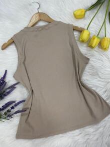 Women Tank Tops & Camis - 米色 - 查看 2
