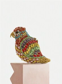 FOLO Mini Multicolor Rhinestone Decor Parrot Shape Evening Bag,Luxury Diamond Clutch Purses,Cute Brid Design Crystal Metal Handbags For Halloween Party&Prom - Multicolor - View 1