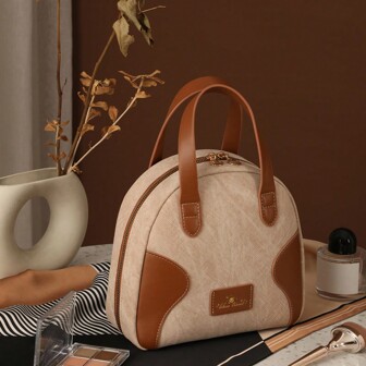 LEHUO Travel 1pc Ladies' Color-Block Handheld Cosmetic Bag, Portable Makeup Organizer For Travel And Storage Makeup Organizer Makeup Storage Bag Mini Pouch Travel Small Makeup Case Accessories Make Up Holder Brush Bag Make Up Container Cosmetic Bag Travel Essentials Ladies Accessories Travelling Stuff Makeup Bag Makeup Bags Makeup Pouch Make Up Pouch