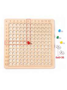 木製數學乘法棋盤遊戲 - 適合3歲以上兒童的教育玩具 - 家長與兒童一同學習和娛樂的遊戲！ - 杏色 - 查看 4