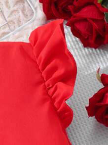 Girls Sleeveless V-Neck Casual Solid Color Dress, For Big Tween Girl Summer - Red - View 4