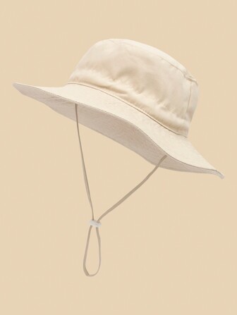 1Pc Baby Sun Hat Adjustable -Toddler Kids Wide Brim Bucket Summer Play Hat With Chin Strap