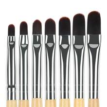 7 Stücke Set Gel Nagel Pinsel für Nagelspitzen Aufbau & Overlay, Skulptur, Poly Gel und Verlängerungen. Ovales Pinsel Maniküre Malstift - HOLZ