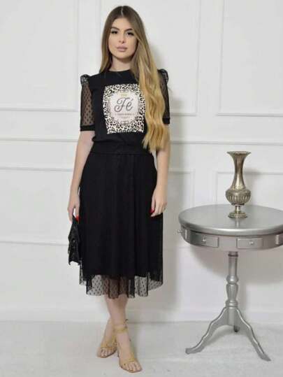 Saia Linda De Tule Midi Com Forro Plus Size M Ao G4