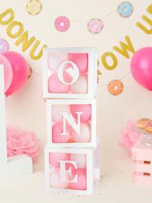 Decorazioni per il primo compleanno per bambino o bambina, 3 palloncini scatole con scritta "ONE" per 1° compleanno, blocchi trasparenti con lettera "ONE" come decorazione per festa, set fotografico, tortafesta del primo compleanno o per doccia del bambino, regali e decorazioni per la famiglia