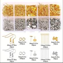 Kit de fabricare a bijuterii 860 buc/cutie cu inele deschise, baze pentru cercei și suporturi, pentru bricolaj pentru bijuterii și repararea cerceilor